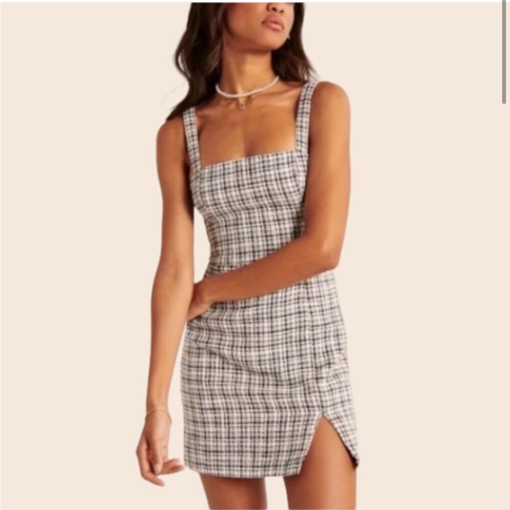 Abercrombie & Fitch Black and White Plaid Mini Dress